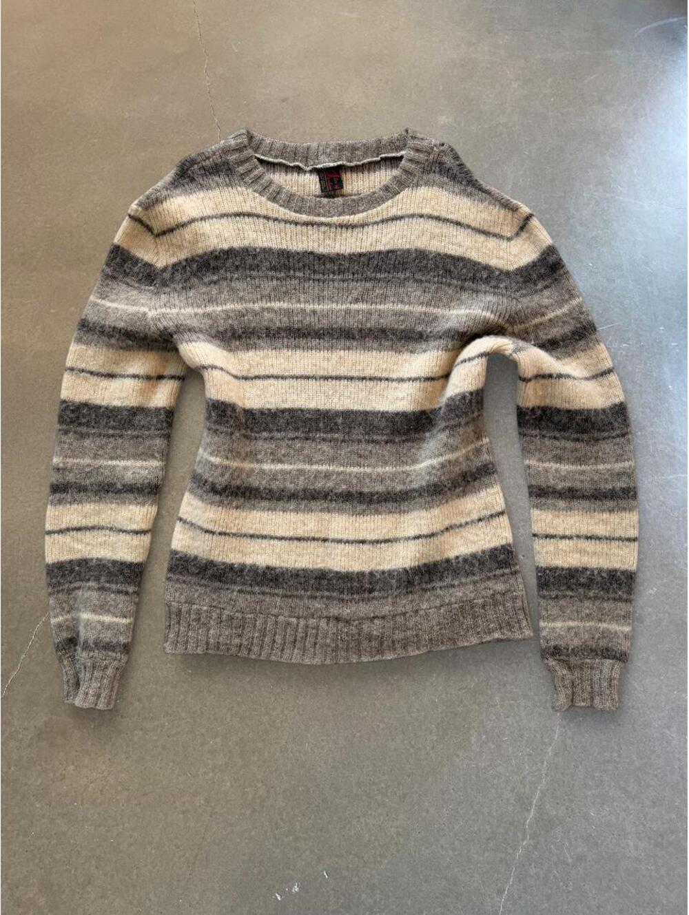 Vintage Alis of Iceland Brushed Wool Striped Knit Sweater Jacket M/L